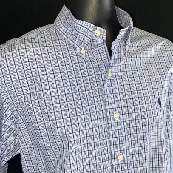 Ralph Lauren Custom Fit Blue Check Plaid Oxford Shirt Men's Medium NWT - Picture 5 of 12